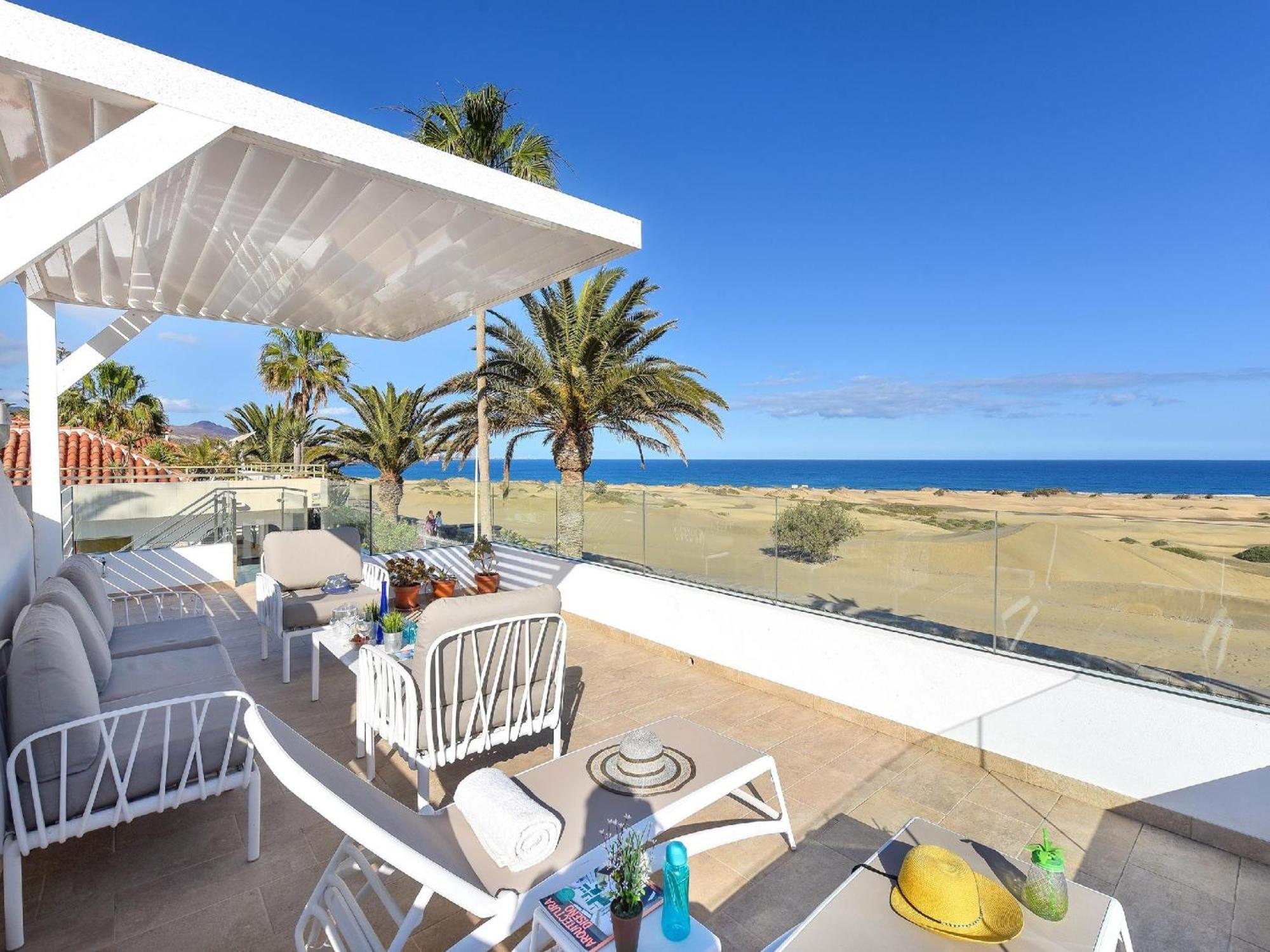 Villa Beachfront Del Ingles Exclusive Accommodation Breathtaking Views Over The Sea And Dunes Private Heated Pool Terrace Bbq 200 M To,